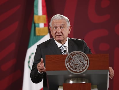 El presidente de México, Andrés Manuel López Obrador, durante su conferencia de prensa matutina del 28 de junio de 2022.