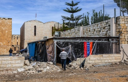 Tent set up by Armenian activists in their neighborhood in Jerusalem last November.