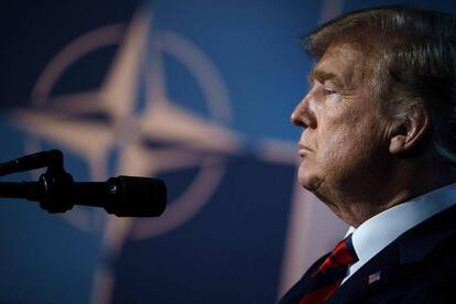 Donald Trump, durante una conferencia de prensa en la cumbre de la OTAN.