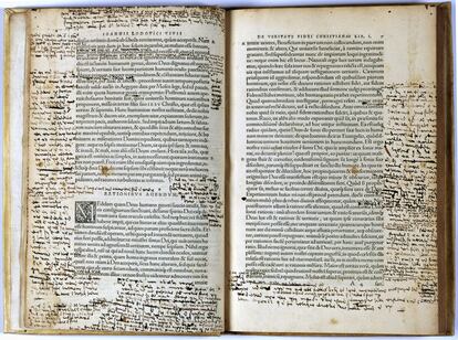 Páginas de la edición original del tratado teológico 'De veritate fedei christianae', de Luis Vives. 