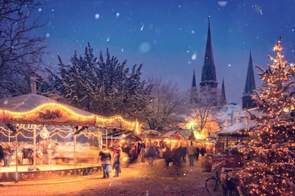 Ambiente navideño habitual en las ciudades del norte de Europa.