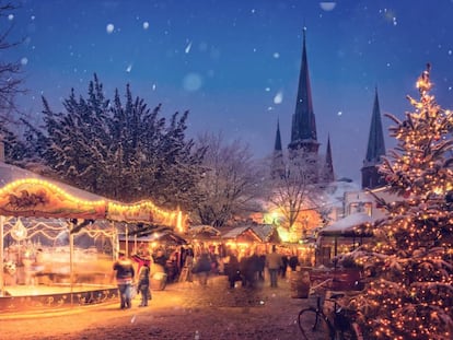 Ambiente navideño habitual en las ciudades del norte de Europa.