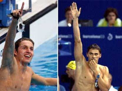 Van den Hoogenband (a la izquierda) y Popov, tras ganar los 100 y los 50 libres de Sidney 2000 y Barcelona 2003.