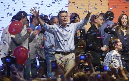 Mauricio Macri celebra el resultado electoral en Argentina.