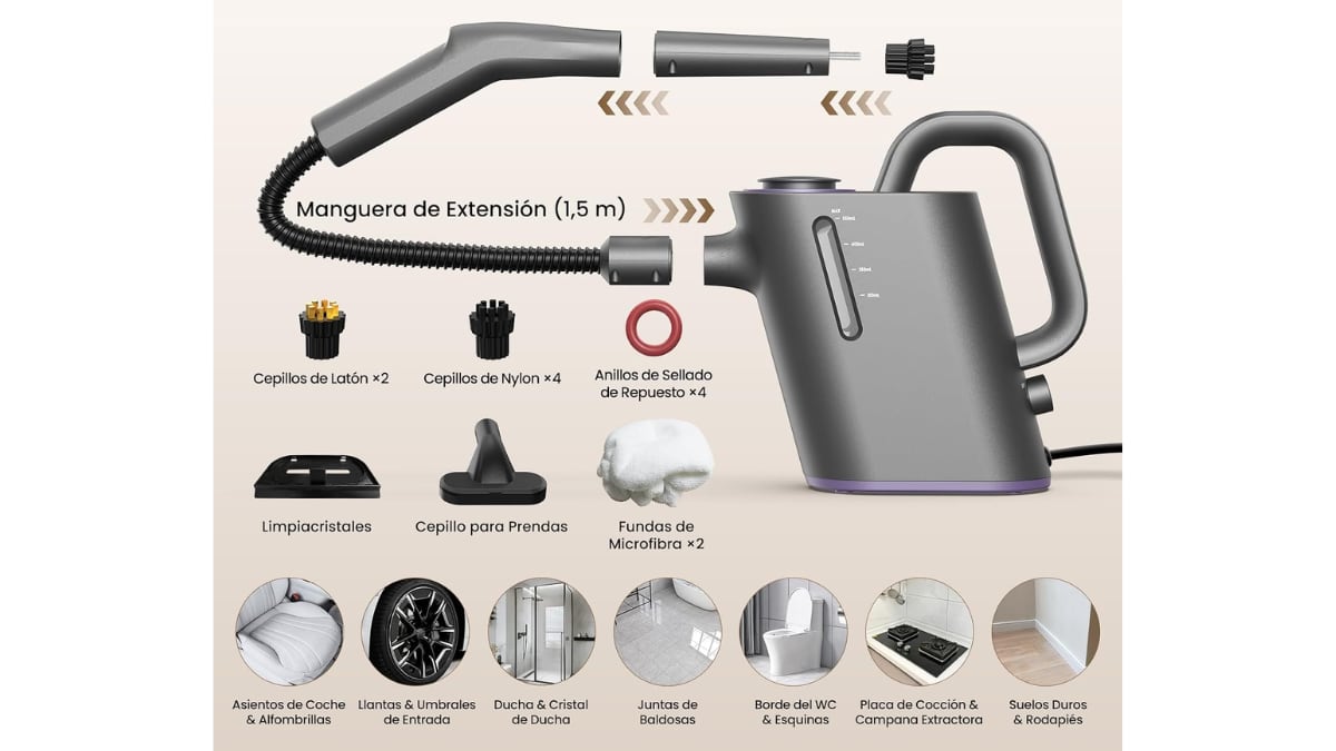 Permite regular la cantidad de vapor según la superficie.