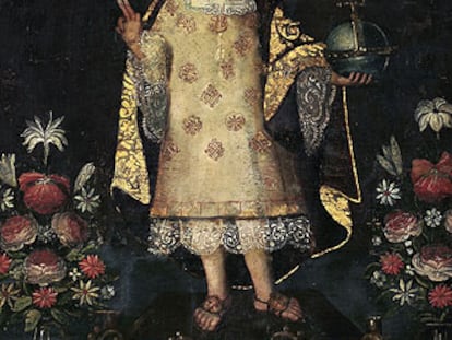 Óleo anónimo del siglo XVIII que representa al Niño Jesús con vestimenta y tocado imperial inca.