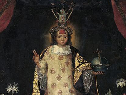 Óleo anónimo del siglo XVIII que representa al Niño Jesús con vestimenta y tocado imperial inca.