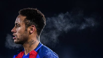 Neymar, en Anoeta durante el partido de Copa entre la Real y el Barcelona.