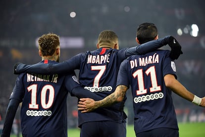 Neymar, Mbappé y Di María.