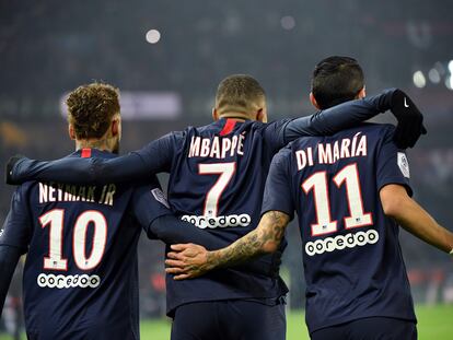 Neymar, Mbappé y Di María.