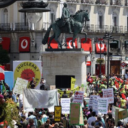 Imagen de la manifestación antinuclear, ayer en Madrid.