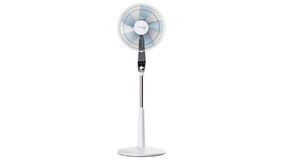 ventilador de pie y silencioso de la marca Rowenta diseñado en color blanco.
