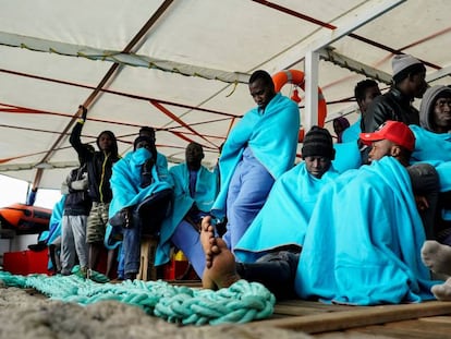 Migrantes rescatados por el 'Open Arms', el pasado 26 de noviembre.