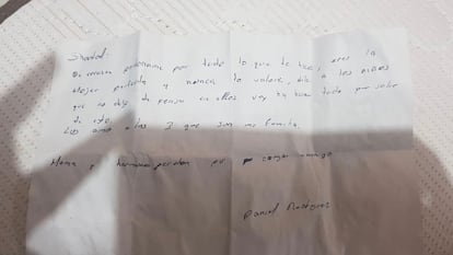 La única carta que Daniel Rodríguez respondió desde el hospital.