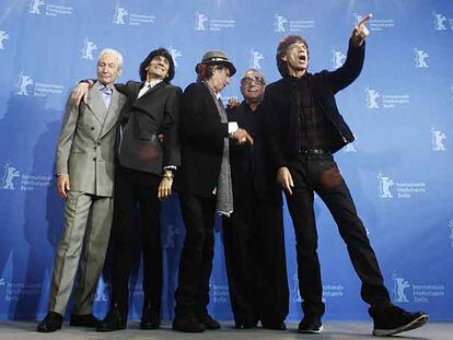 Ronnie Wood, Charlie Watts, Keith Richards, Martin Scorsese y Mick Jagger, ayer en el Festival de Cine de Berlín.