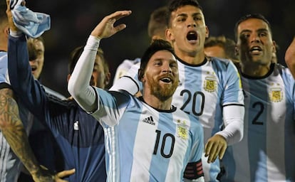 Messi, en octubre, celebra la clasificaci&oacute;n argentina.