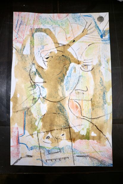 Pintura con café y tiza, de Jesús Alcántara.