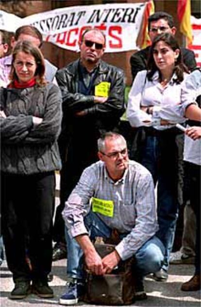 Profesores interinos en un reciente acto de protesta.