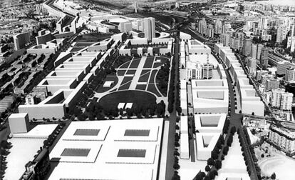 Infografía de los escenarios para la "nueva Castellana", en cuya prolongación el Ayuntamiento tiene previsto aprobar la mayor operación urbanística de Madrid en 1999