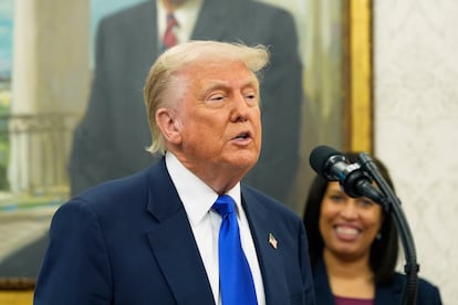 Donald Trump, este lunes en el Despacho Oval.