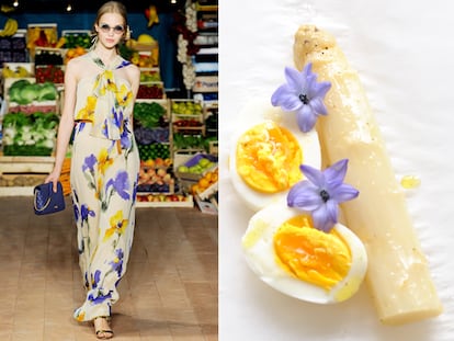 Moschino y el espárrago. / GORUNWAY.COM (moda) - TASTE OF RUNWAY (comida)