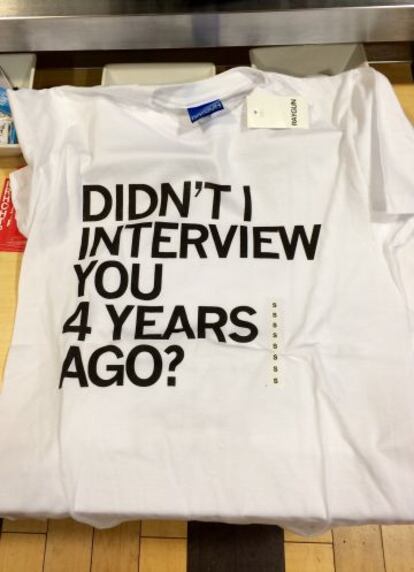 En el hotel Marriott de Des Moines, venden por 21 dólares esta camiseta con el lema: ¿No te entrevisté hace cuatro años?