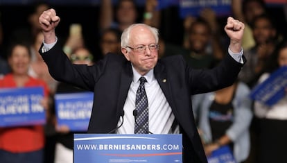 El demócrata Sanders, la noche del martes en Miami