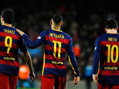 O temido trio de ataque do Barcelona.