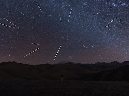 Una lluvia de meteoritos en Tagong, provincia de Sichuan (China), en diciembre de 2020.