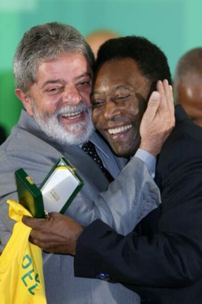 Pelé, durante un acto reciente con el expresidente Lula