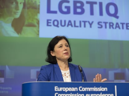 La vicepresidenta de la Comisión Europea de Valores y Transparencia, Vera Jourová, en Bruselas, en noviembre de 2020.