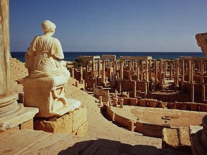 Vistas al Mediterr&aacute;neo desde la antigua ciudad de Leptis Magna, en Libia.