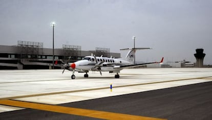 A test plane at Corvera airport in the Murcia region.