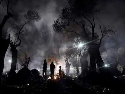 Refugiados en el campo de Moria, en Lesbos, el 9 de noviembre de 2015.