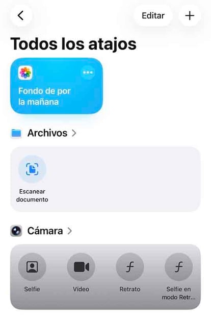 Atajo en un iPhone