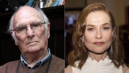 Carlos Saura, en Madrid, el 30 de octubre de 2017, e Isabelle Huppert, en París, el 2 de marzo de 2018. 