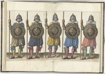 'Prácticas con escudo y lanza' (1618), de Adam van Breen.