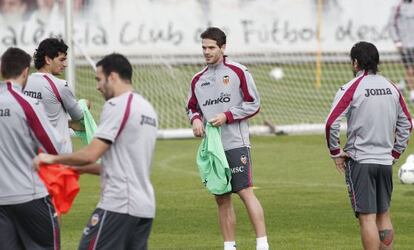 Gago, en el entrenamiento del Valencia.