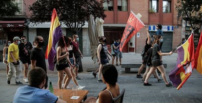 Protesta contra la monarquía en Madrid, este domingo día 9.