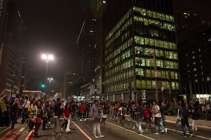 Manifestantes en la Avenida Paulista este jueves.