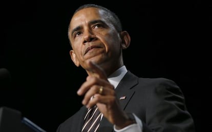 El presidente de EE UU, Barack Obama, durante su discurso en el Desayuno Nacional de la Oración.
