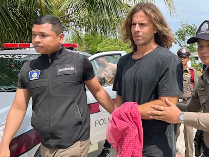 Daniel Sancho, tras su detención el 7 de agosto de 2023, en Tailandia.