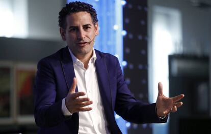 El tenor peruano Juan Diego Flórez durante su intervención hoy en la Fundación Telefónica.