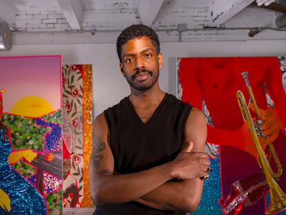 Devan Shimoyama at his Philadelphia studio.