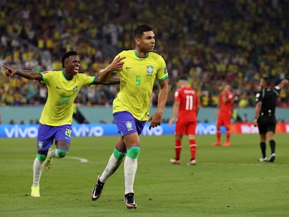 Casemiro celebra su gol ante Suiza.