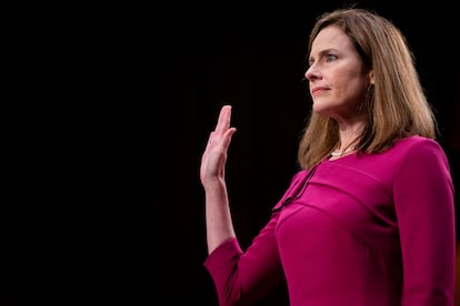 Amy Coney Barrett, este lunes en el Capitolio.