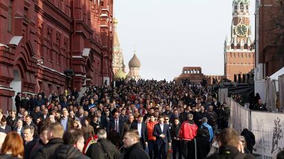 Marcha &quot;San Petersburgo estamos contigo&quot; el 6 de abril en las calles de Mosc&uacute;.