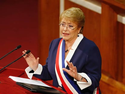 Michelle Bachelet, em seu último discurso de prestação de contas públicas diante do Congresso