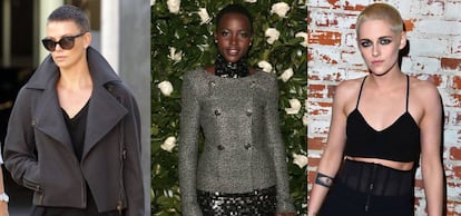 De izquierda a derecha: Lupita Nyong&#039;o, Charlize Theron y Kristen Stewart. 