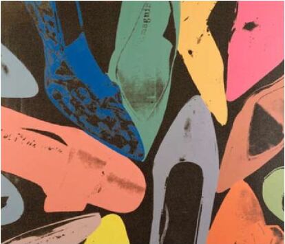 Detalle de 'Diamonds dust shoes', otra de las obras que la Fundación Andy Warhol va a vender.